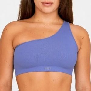 SET Active One Shoulder Sports Bra - M - Snowcone